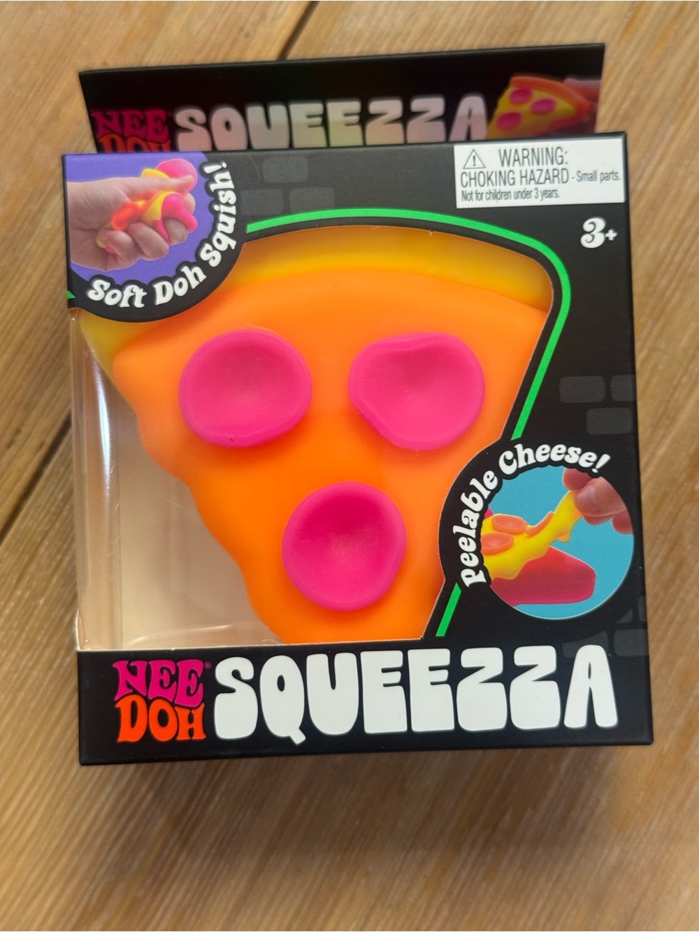 Nee Doh Squeezza Pizza Squishy Toy - Orange with Pink Toppings